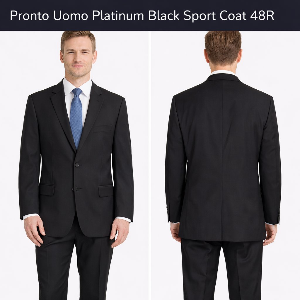 Pronto Uomo Platinum Black Sport Coat 48r